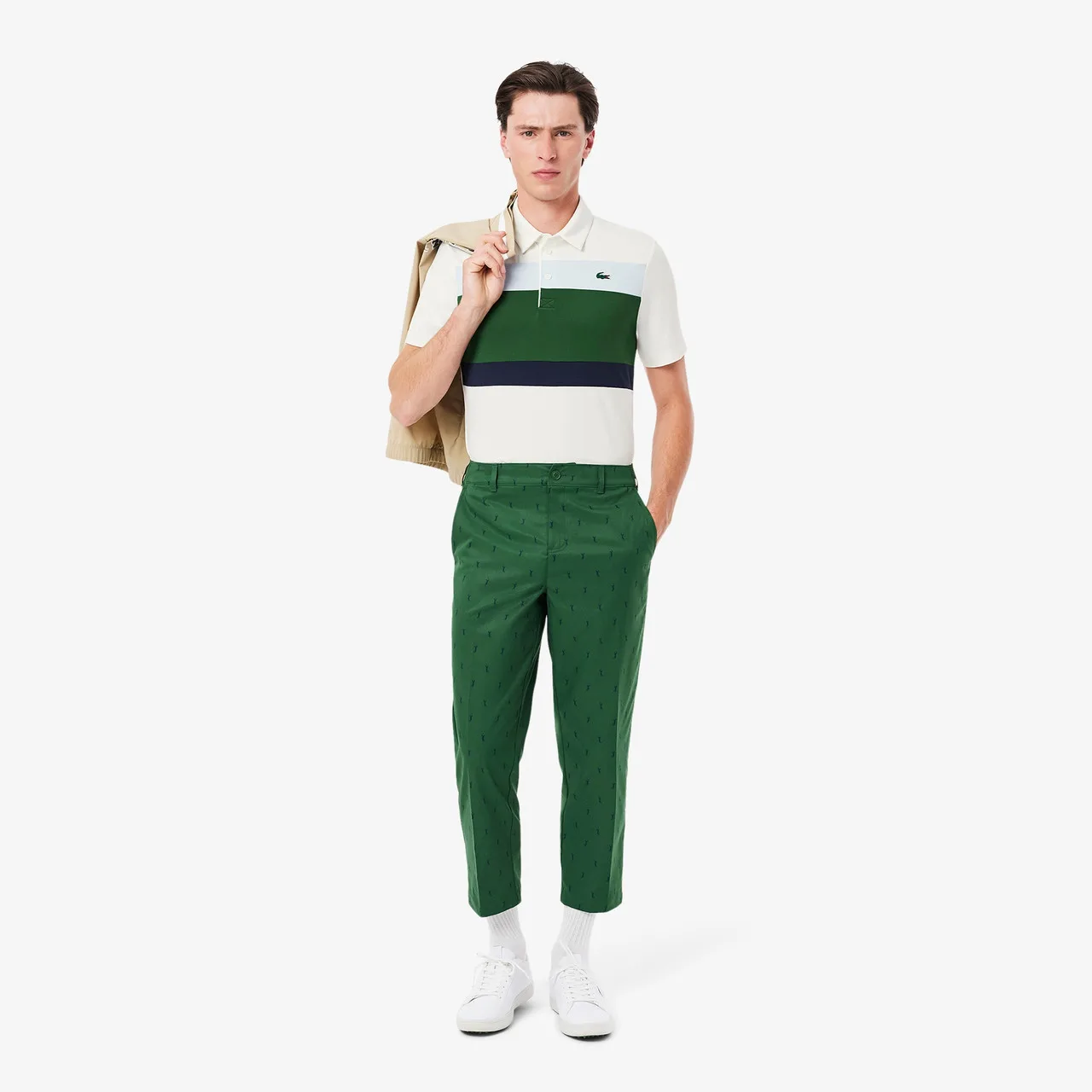 Lacoste Colourblock Polo White/Green/Light Blue